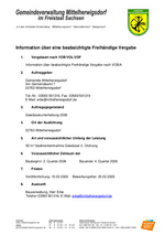 Veröffentlichung Beabsichtigte Freihändige Vergabe Gewässerunterhaltung 2026