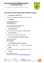 Veröffentlichung Beabsichtigte Freihändige Vergabe Sanierung Fassade Feuerwehrgerätehaus MHD