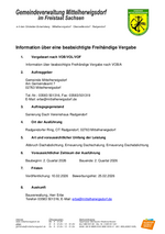 Veröffentlichung Beabsichtigte Freihändige Vergabe Sanierung Dach Vereinshaus Radgendorf