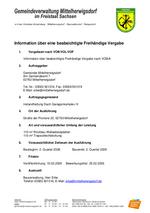 Veröffentlichung Beabsichtigte Freihändige Vergabe Instandhaltung Dach Garagenkomplex III